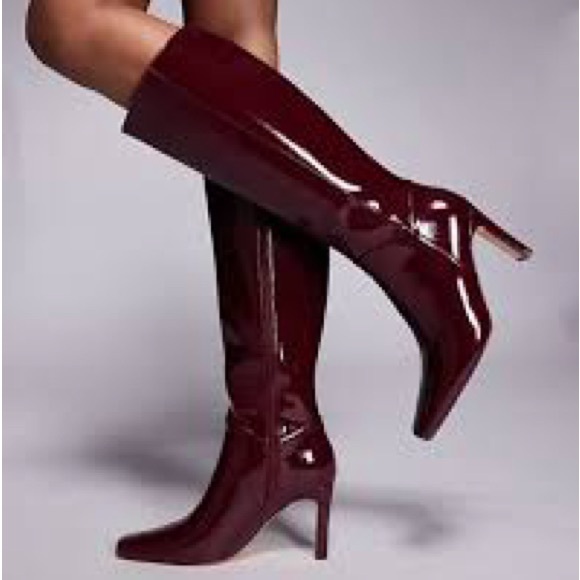 The Drop Burgundy Patent Leather Knee-High Boots Sz 8 - Picture 1 of 9